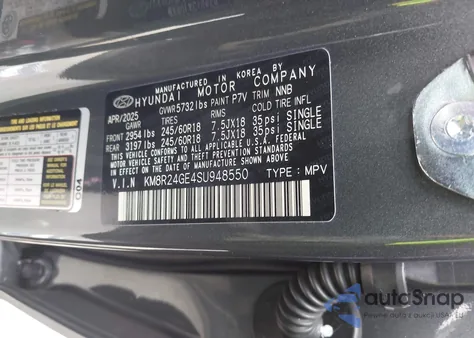 2025 Hyundai Palisade Sel from USA, damaged, VIN KM8R24GE4SU948550